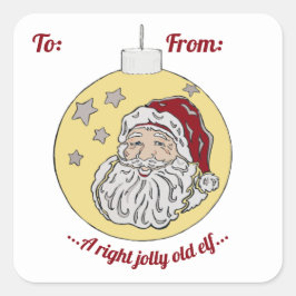 Retro Santa (geel) Vierkante Sticker