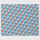 Retro Santa gezicht Christmas Blue Cadeaupapier (Vlak)