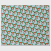 Retro Santa gezicht Kerstmis Cadeaupapier (Vlak)