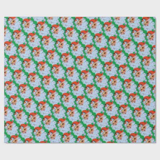 Retro Santa gezicht Kerstmis Cadeaupapier (Vlak)