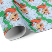 Retro Santa gezicht Kerstmis Cadeaupapier (Rol Hoek)