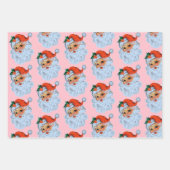 Retro Santa gezicht Kerstmis Inpakpapier Vel (Voorkant 2)