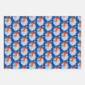 Retro Santa gezicht Kerstmis Inpakpapier Vel (Voorkant 3)