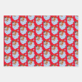 Retro Santa gezicht Kerstmis Inpakpapier Vel (Voorkant)