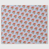 Retro Santa gezicht Kerstmis Roze Cadeaupapier (Vlak)