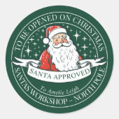 Retro Santa Gift Label North Pole Workshop (Voorkant)