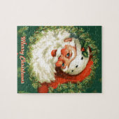 Retro Santa Gift Puzzle Legpuzzel (Horizontaal)