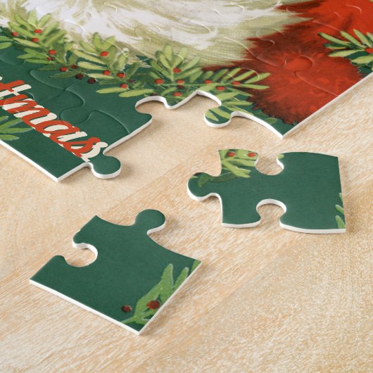 Retro Santa Gift Puzzle Legpuzzel (Zijkant)