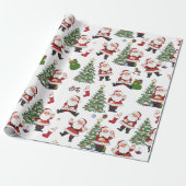 Retro Santa Gift Wrap Cadeaupapier (Uitgerold)