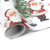 Retro Santa Gift Wrap Cadeaupapier (Rol Hoek)