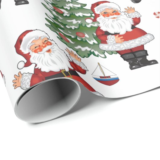 Retro Santa Gift Wrap Cadeaupapier (Rol Hoek)