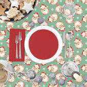 Retro Santa Green Christmas Tafelkleed