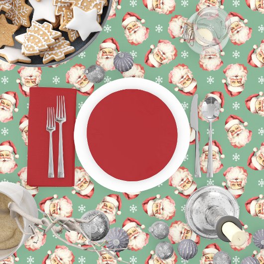 Retro Santa Green Christmas Tafelkleed