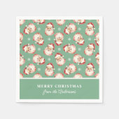 Retro Santa Green Gepersonaliseerde naam Kerstmis Servet (Voorkant)