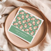 Retro Santa Green Gepersonaliseerde naam Kerstmis Servet