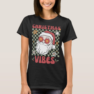 Retro Santa Groovy Christmas Vibes Christmas Hippi T-shirt