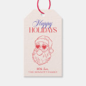 Retro Santa Happy Holidays Cadeaulabel (Voorkant)