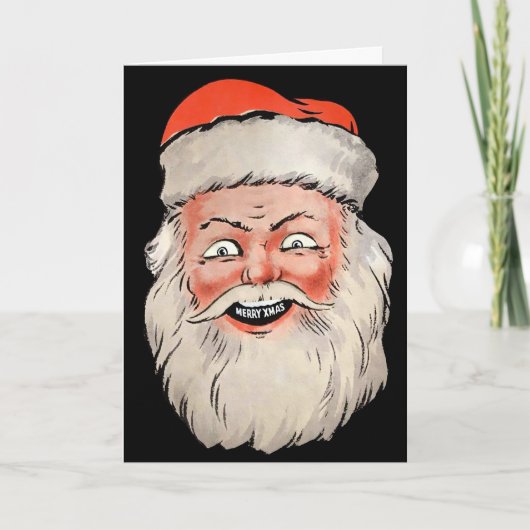 Retro Santa Head-kerstkaart Feestdagen Kaart (Voorkant)