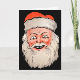 Retro Santa Head-kerstkaart Feestdagen Kaart