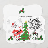 Retro Santa Ho Ho Ho Feestdagen Feestdagenkaart (Voorkant / Achterkant)
