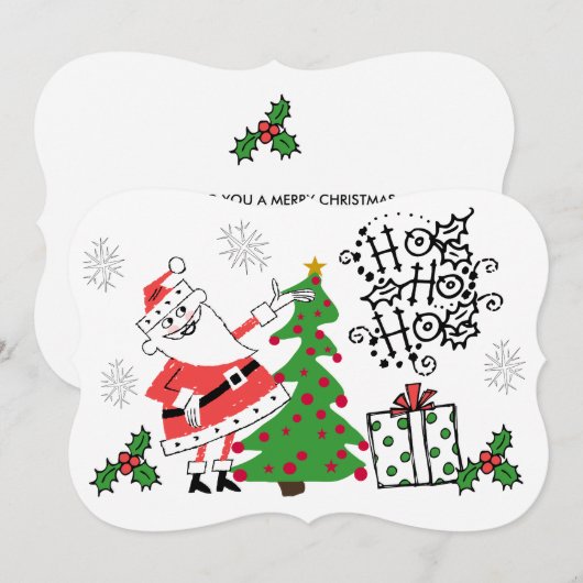 Retro Santa Ho Ho Ho Feestdagen Feestdagenkaart (Voorkant / Achterkant)