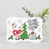 Retro Santa Ho Ho Ho Feestdagen Feestdagenkaart (Staand voorkant)