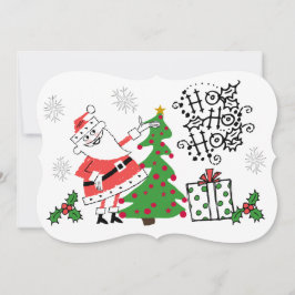 Retro Santa Ho Ho Ho Feestdagen Feestdagenkaart