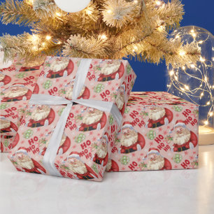 Retro Santa ho ho ho ho kerstcadeau Cadeaupapier