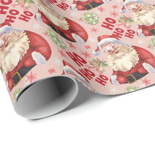 Retro Santa ho ho ho ho kerstcadeau Cadeaupapier (Rol Hoek)