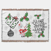 Retro Santa Ho Ho Ho Kerstfeestdag Throw Deken (Voorkant)