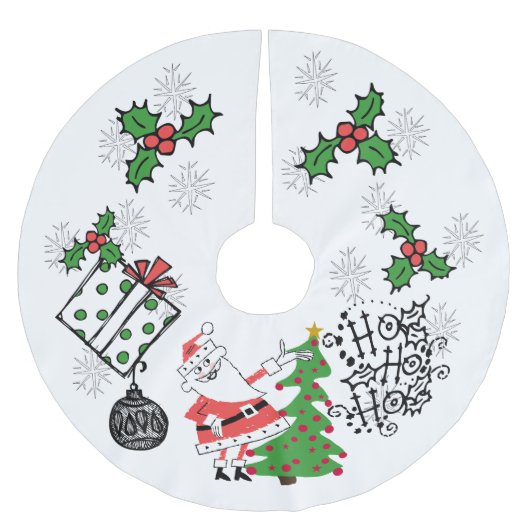 Retro Santa Ho Ho Kerstboomrok Kerstboom Rok (Voorkant)
