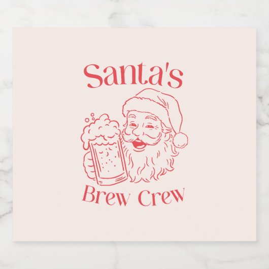 Retro Santa Holiday Bier Etiket (Enkel label)