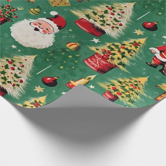 Retro Santa Holiday Delights Cadeaupapier (Hoek)