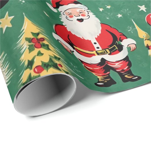 Retro Santa Holiday Delights Cadeaupapier (Rol Hoek)