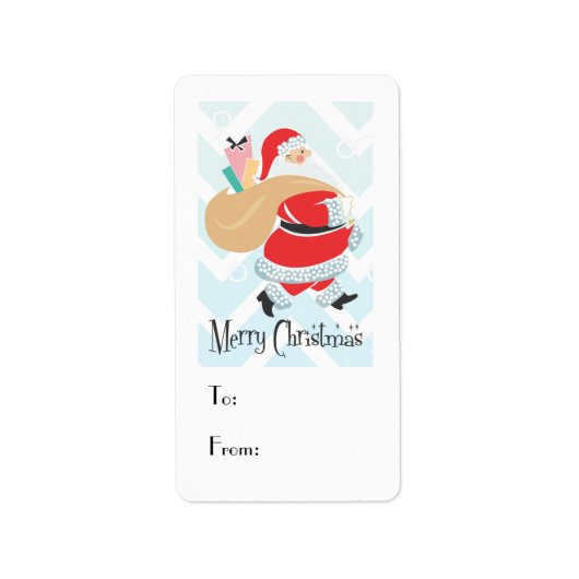 Retro Santa Holiday Gift Label (Voorkant)