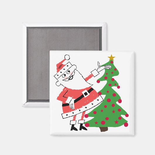 Retro Santa Holiday-overhemden en cadeautjes Magneet (Voorkant / Achterkant)