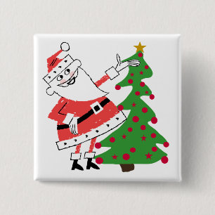 Retro Santa Holiday-overhemden en cadeautjes Vierkante Button 5,1 Cm