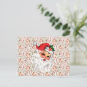 Retro Santa Holiday Postcard Briefkaart (Staand voorkant)