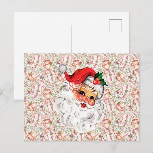 Retro Santa Holiday Postcard Briefkaart (Voorkant / Achterkant)