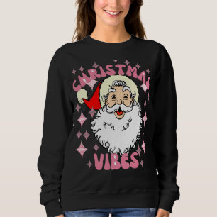 Retro Santa hoofd roze kerstvibes pyjama Trui