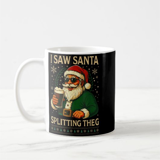 Retro Santa I Saw Santa Split The G Drinking Ugly  Koffiemok (Links)