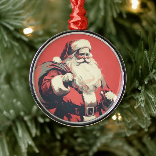 Retro Santa  Illustratie Metalen Ornament (Boom)