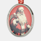 Retro Santa  Illustratie Metalen Ornament (Links)