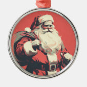 Retro Santa  Illustratie Metalen Ornament (Voorkant)