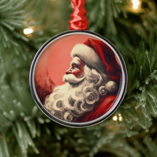 Retro Santa  Illustratie Metalen Ornament (Boom)