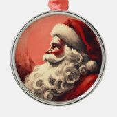 Retro Santa  Illustratie Metalen Ornament (Voorkant)