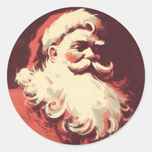 Retro Santa  Illustratie Ronde Sticker