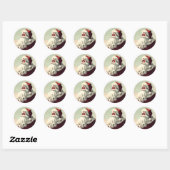 Retro Santa  Illustratie Ronde Sticker (Vel)