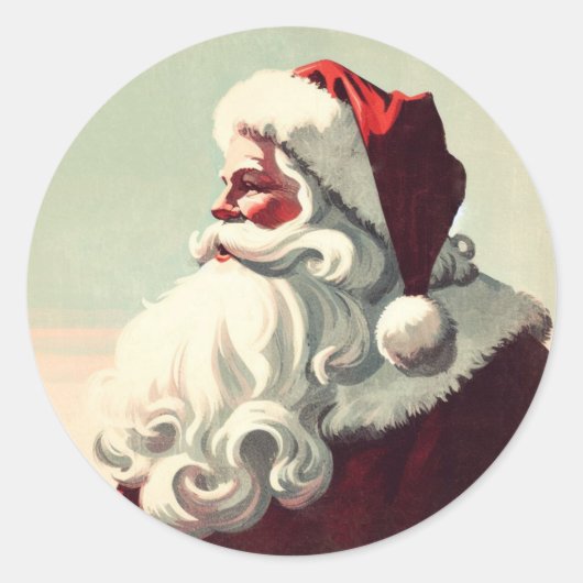 Retro Santa  Illustratie Ronde Sticker (Voorkant)