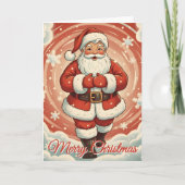 Retro Santa in a Blizzard Christmas Feestdagen Kaart (Voorkant)